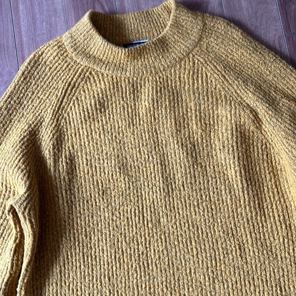 BRAVE SOUL💫Women’s Mustard Yellow Mock Neck Long Sleeve Ribbed Knit Sweater - Picture 6 of 9